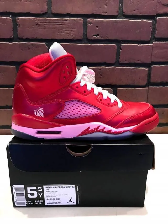 2013 nike air jordan retro 5/v valentines day gs size 5.5y