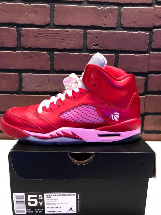 2013 nike air jordan retro 5/v valentines day gs size 5.5y