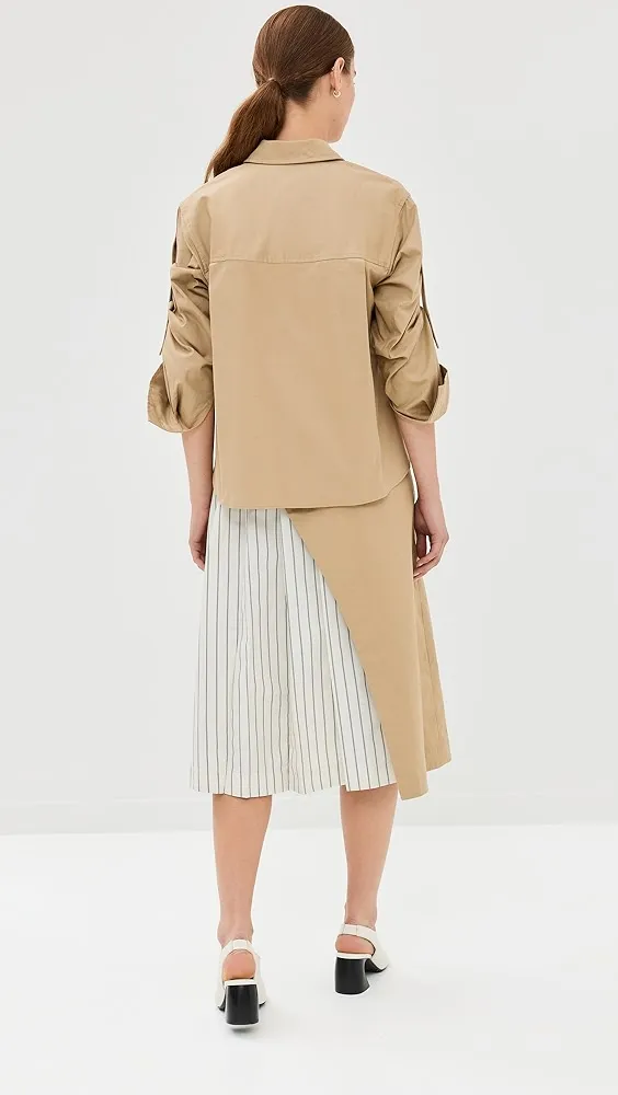 3.1 Phillip Lim   Wrap Shirt Dress With Pleated Poplin Combo 