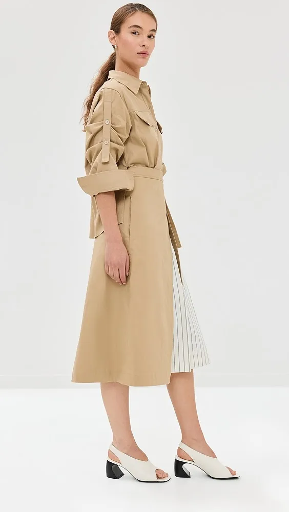 3.1 Phillip Lim   Wrap Shirt Dress With Pleated Poplin Combo 