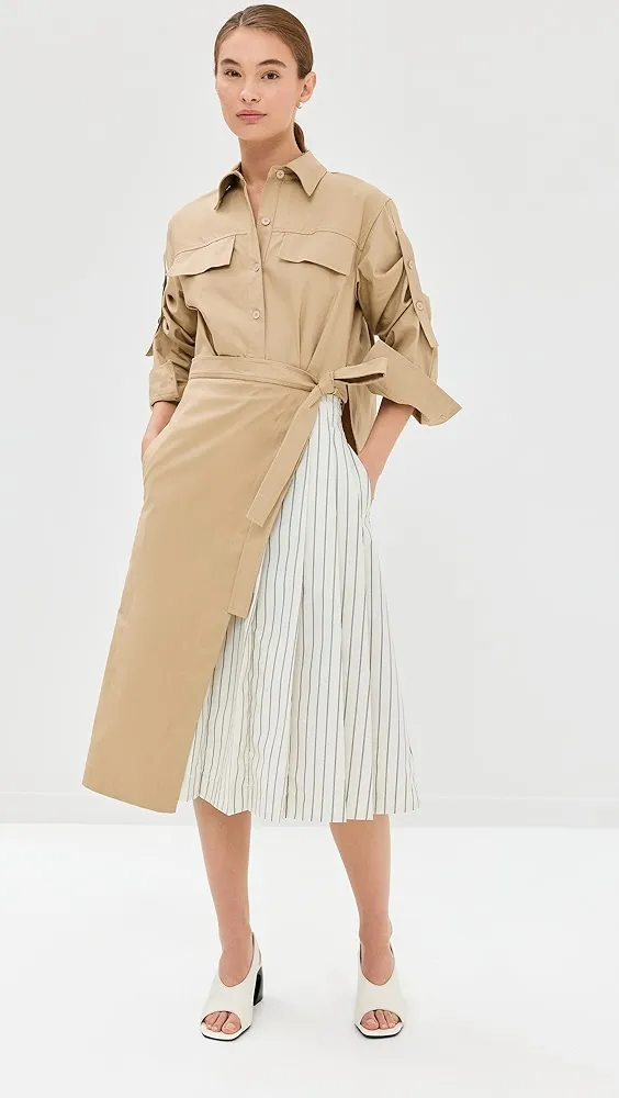 3.1 Phillip Lim   Wrap Shirt Dress With Pleated Poplin Combo 