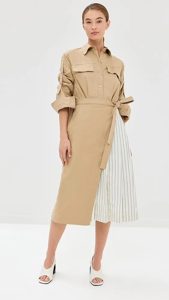 3.1 Phillip Lim   Wrap Shirt Dress With Pleated Poplin Combo 