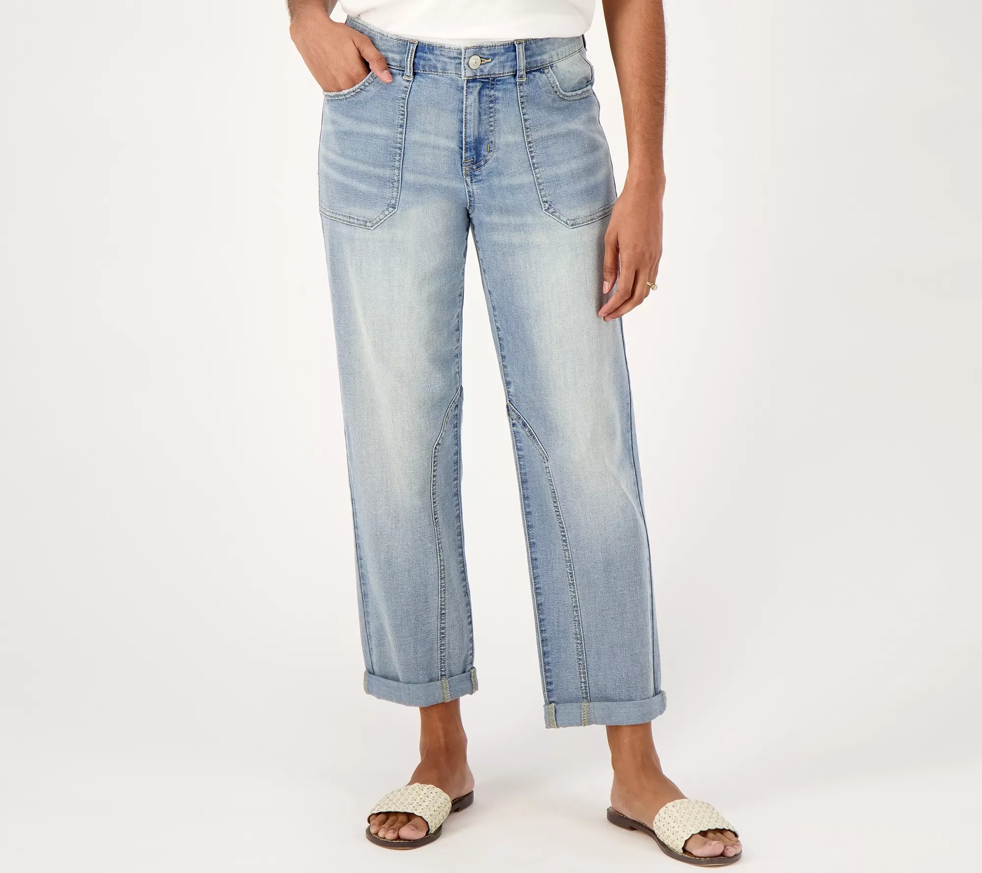 "As Is" LOGO by Lori Goldstein Petite Boyfriend Utility Jeans