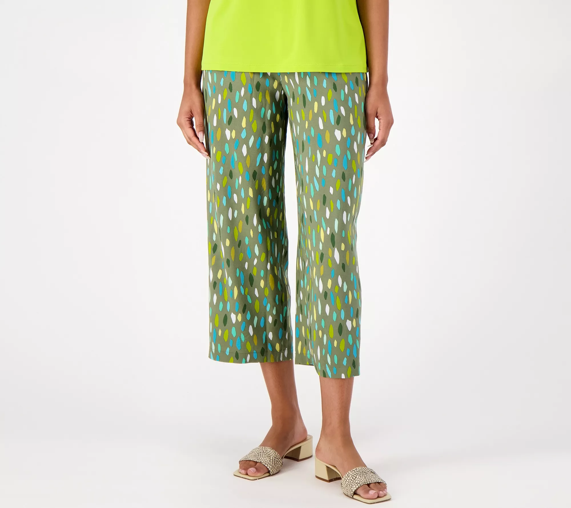 "As Is" Susan Graver PURE Pet Printed Woven Wide-Leg Crop Pants