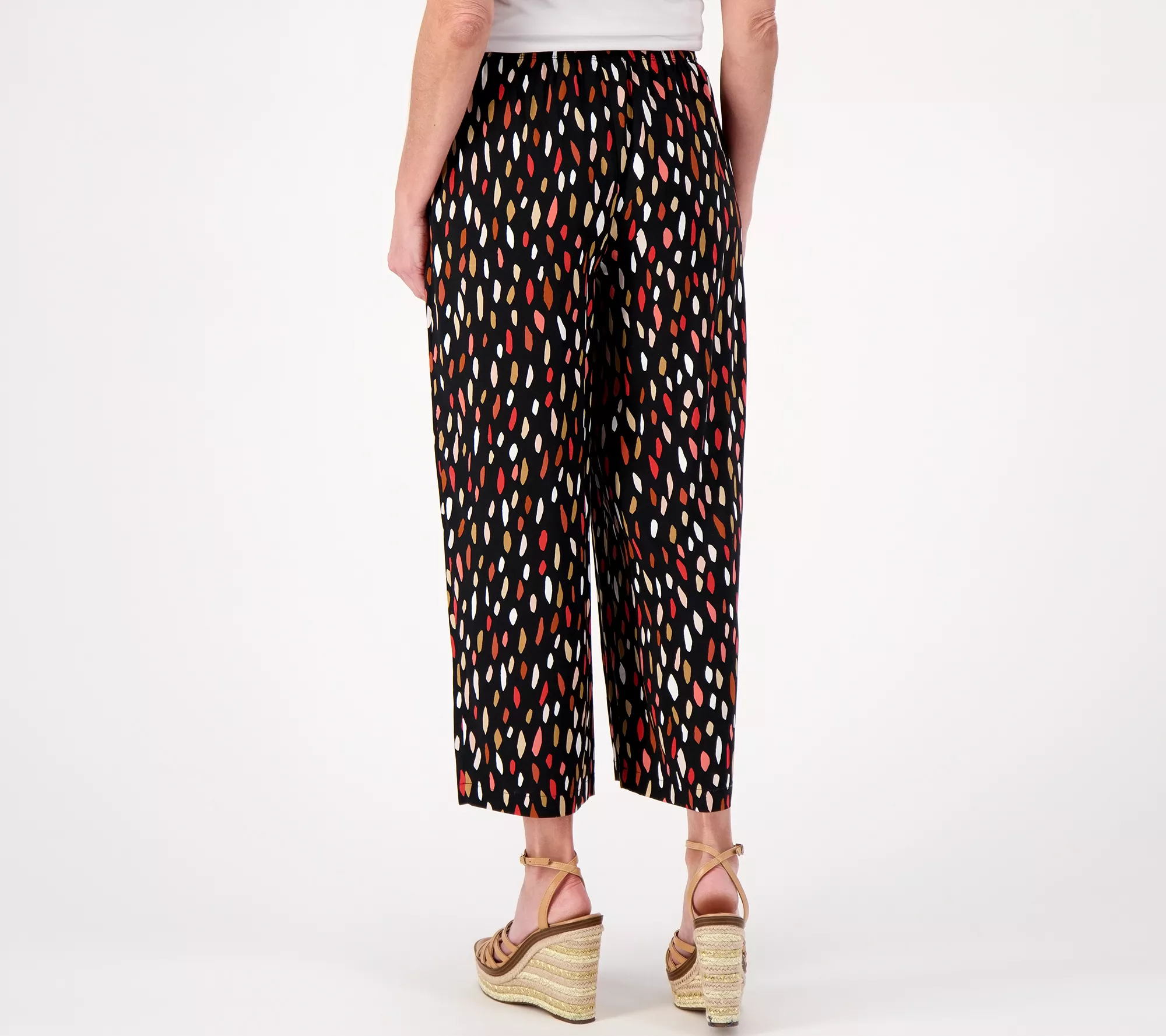 "As Is" Susan Graver PURE Pet Printed Woven Wide-Leg Crop Pants