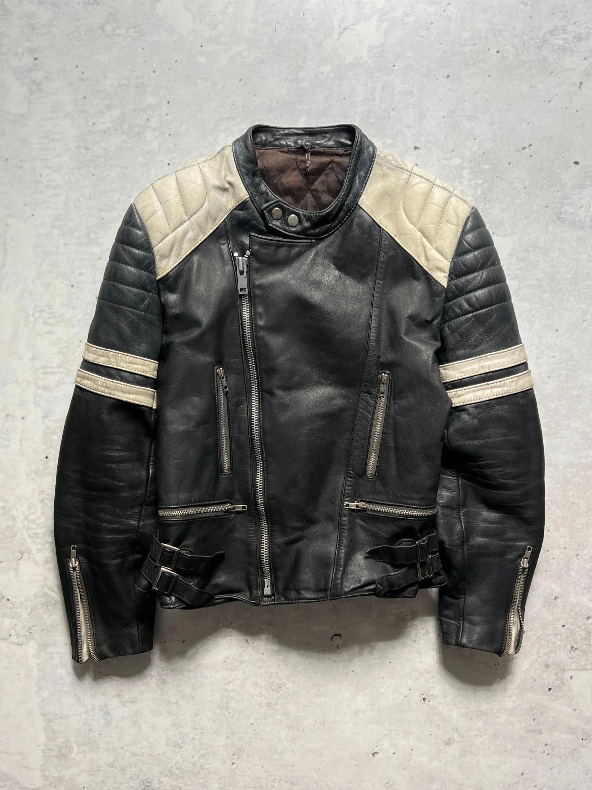 80's Vintage Italian Leather Motorcycle racing Jacket (S)