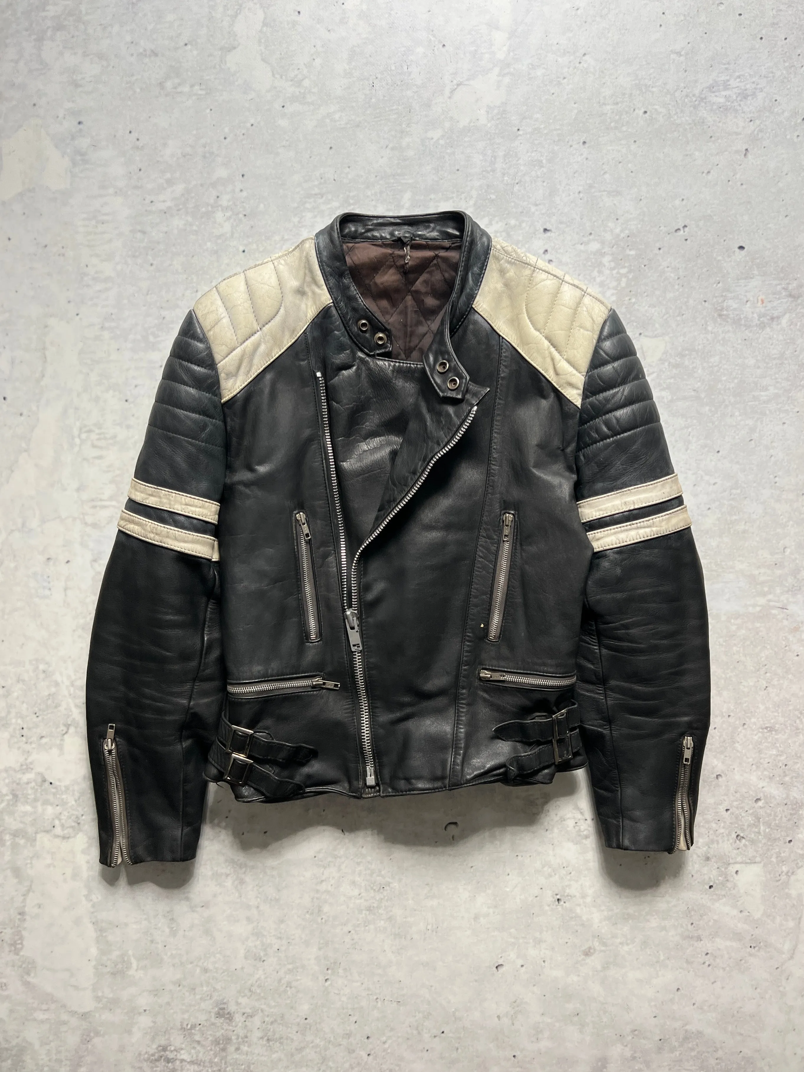 80's Vintage Italian Leather Motorcycle racing Jacket (S)