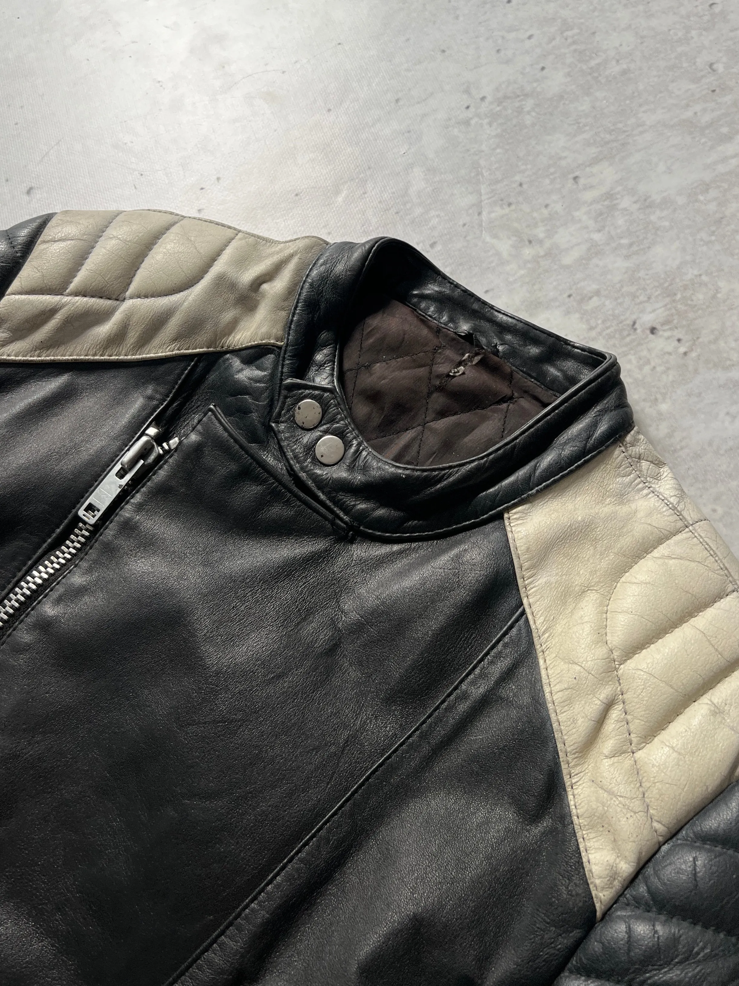 80's Vintage Italian Leather Motorcycle racing Jacket (S)