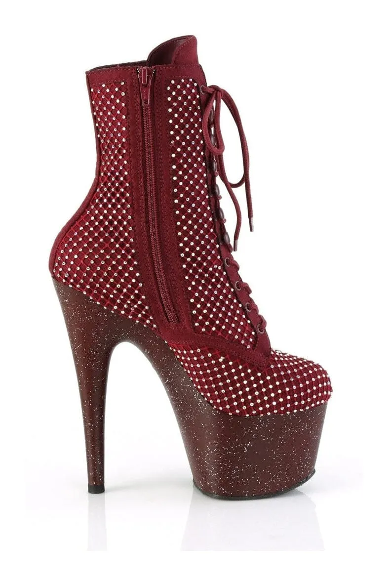 ADORE-1020RM Burgundy Faux Suede Ankle Boot