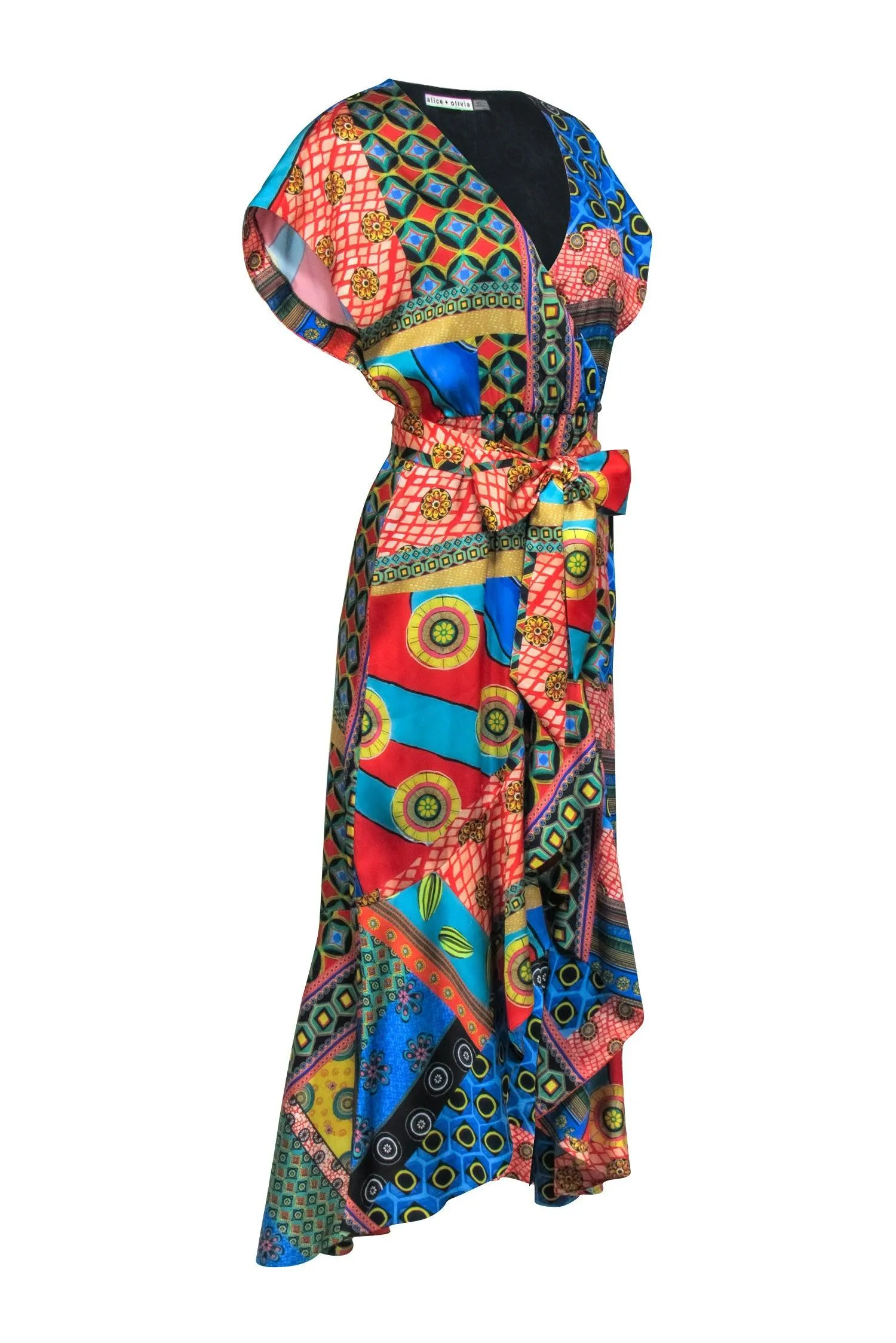 Alice & Olivia - Multicolored Print Wrap Maxi Dress Sz 6