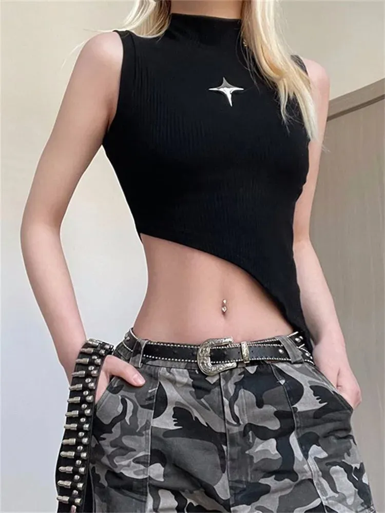 Asymmetrical Sleeveless Crop Top