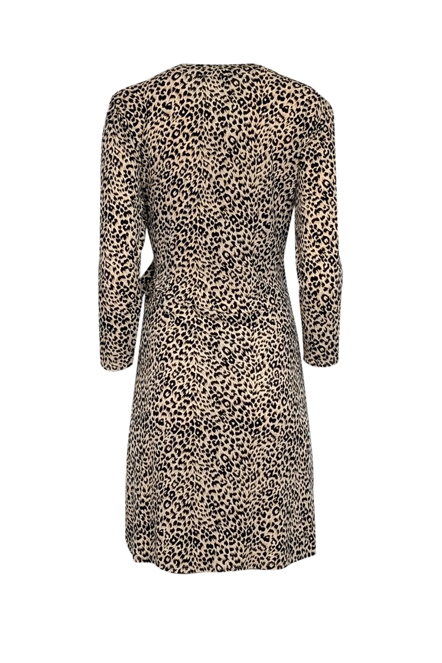 BCBG Max Azria - Beige, Tan, & Black Leopard Print Long Sleeve Wrap Dress Sz M