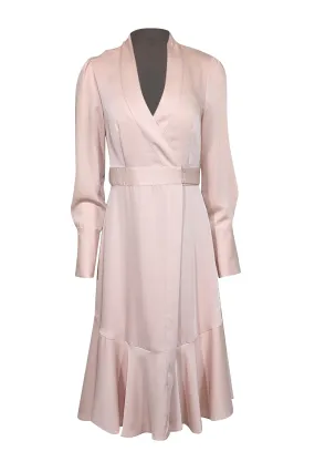 BCBG Max Azria - Pink Long Sleeve Wrap Midi Dress Sz XXS