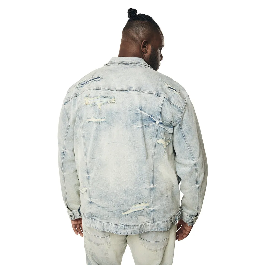 Big and Tall - Wave Effect Jean Jacket - Leo Blue