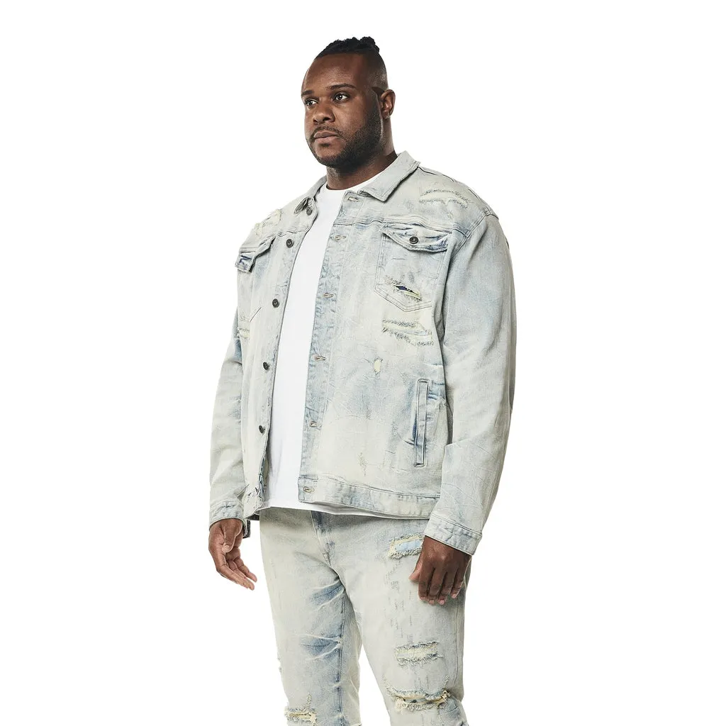 Big and Tall - Wave Effect Jean Jacket - Leo Blue