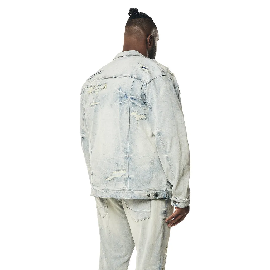 Big and Tall - Wave Effect Jean Jacket - Leo Blue