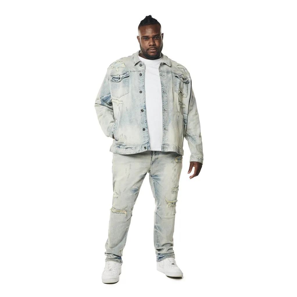 Big and Tall - Wave Effect Jean Jacket - Leo Blue