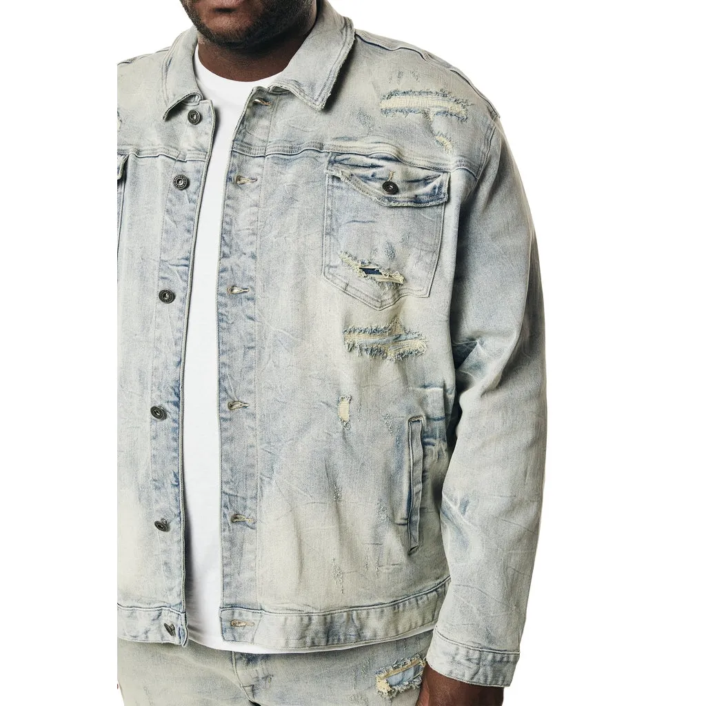 Big and Tall - Wave Effect Jean Jacket - Leo Blue