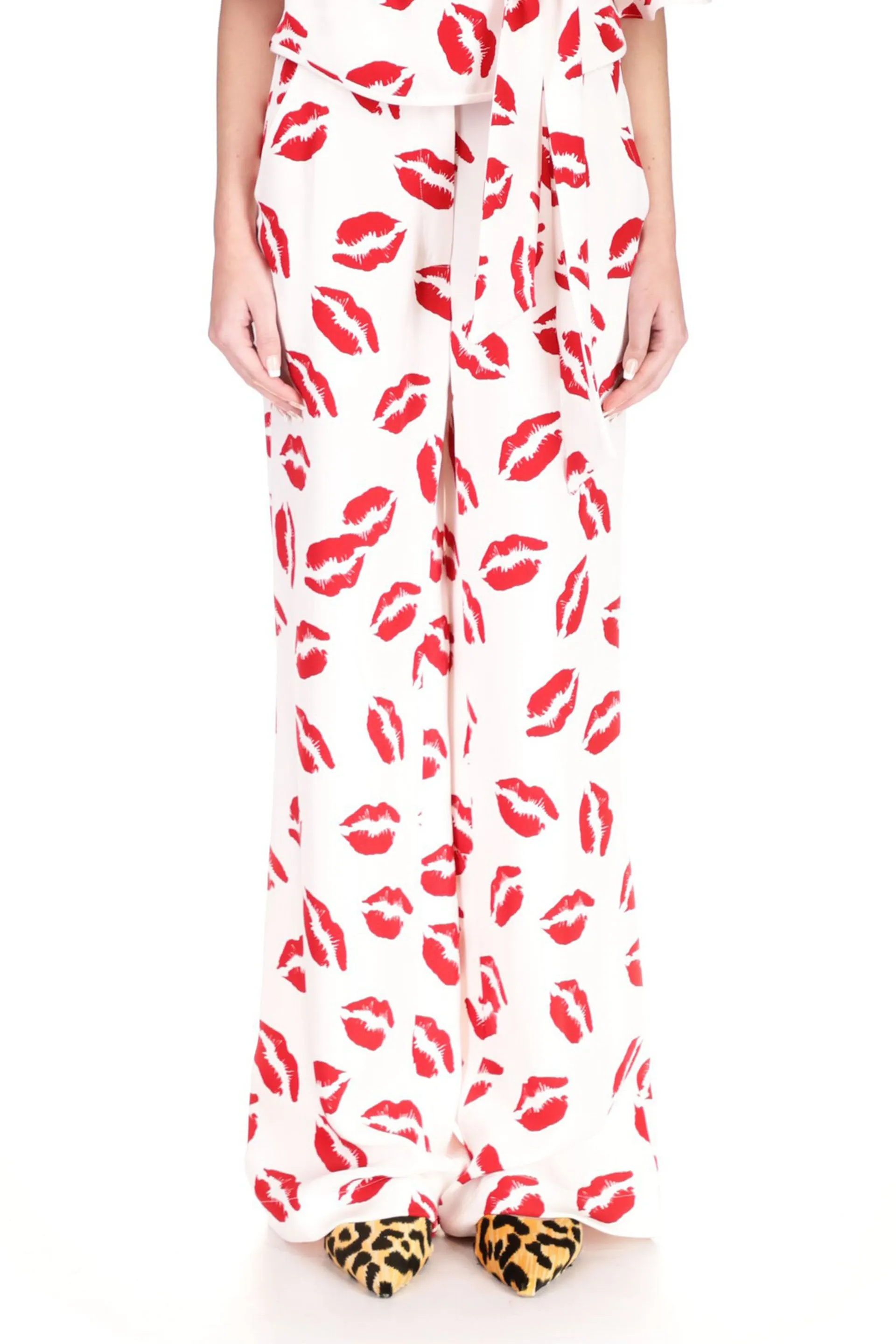 'BISOU' PRINT WIDE LEG PANTS