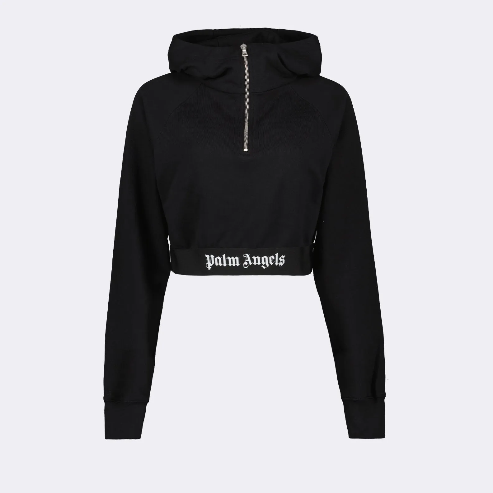 Black Crop Logo Hoodie