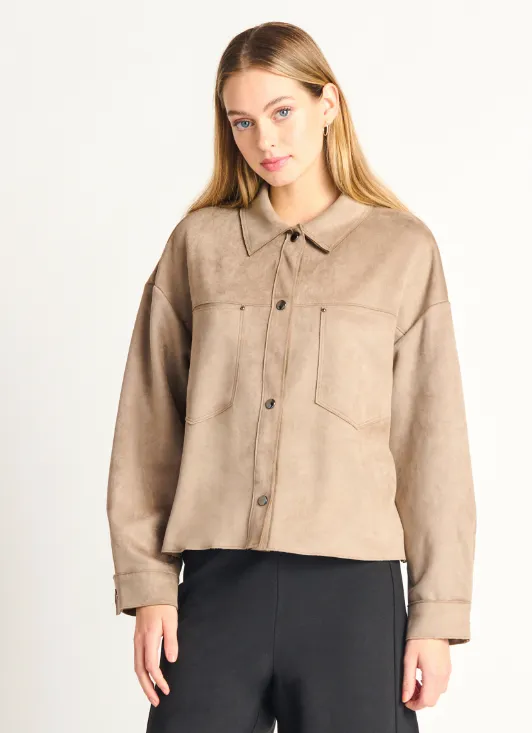 Black Tape Faux Suede Button Front Jacket