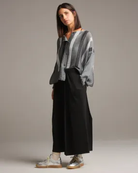 Black Wide Leg Kite Pleat Pants