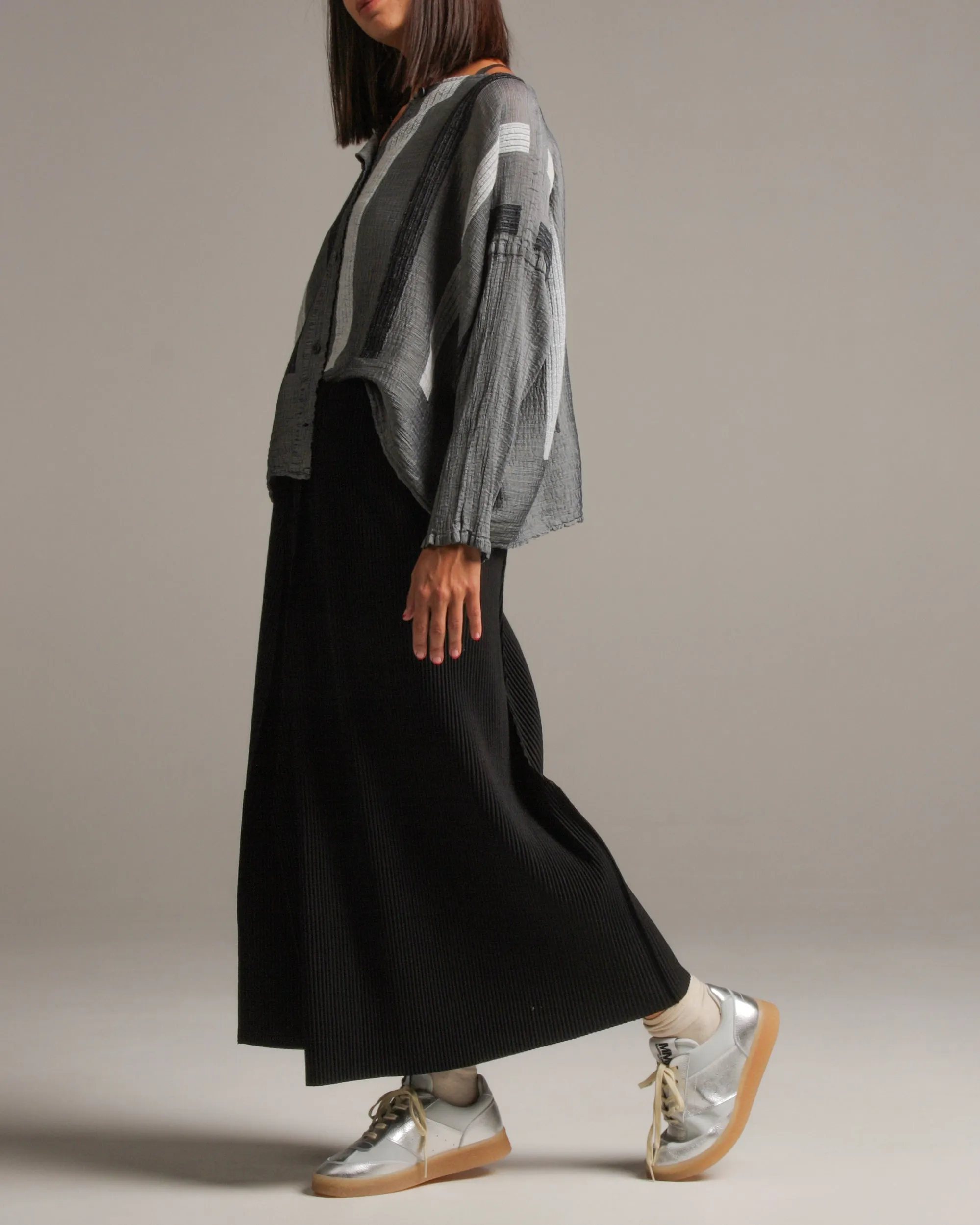 Black Wide Leg Kite Pleat Pants