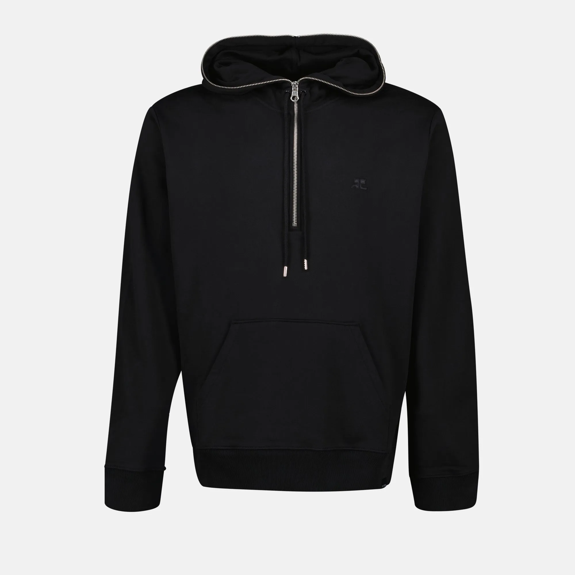 Black Zipped Hoodie with V-Neck