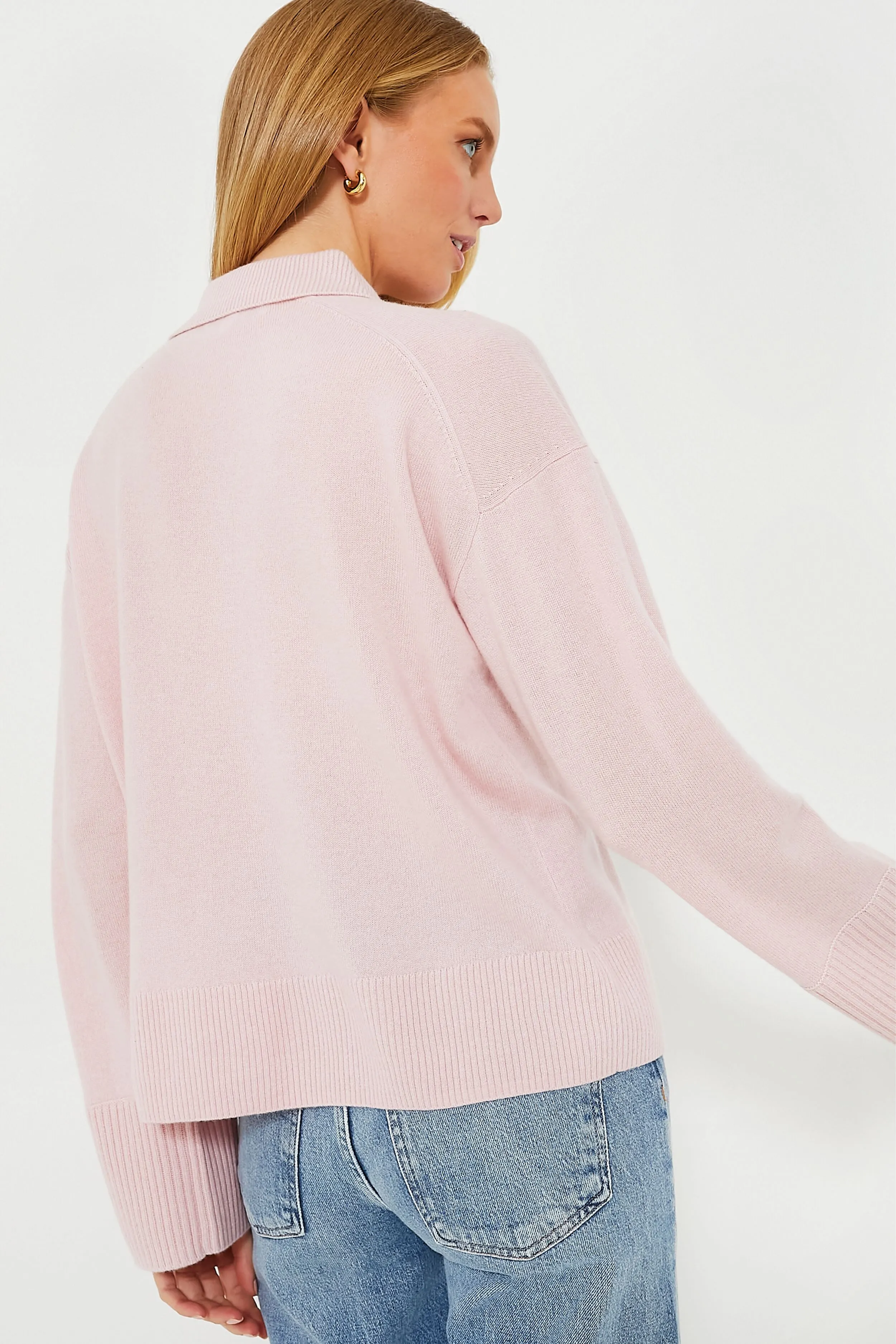 Blush Pink Cashmere Ally Polo Pullover