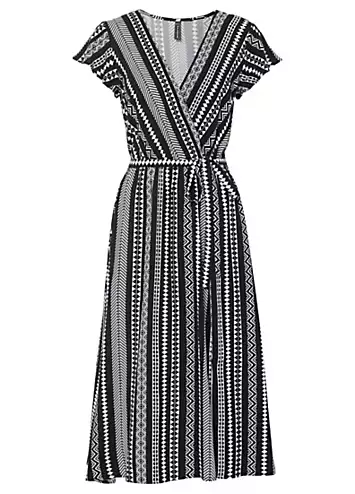 bonprix Striped Wrap Midi Dress | Grattan