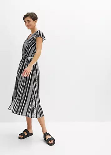 bonprix Striped Wrap Midi Dress | Grattan