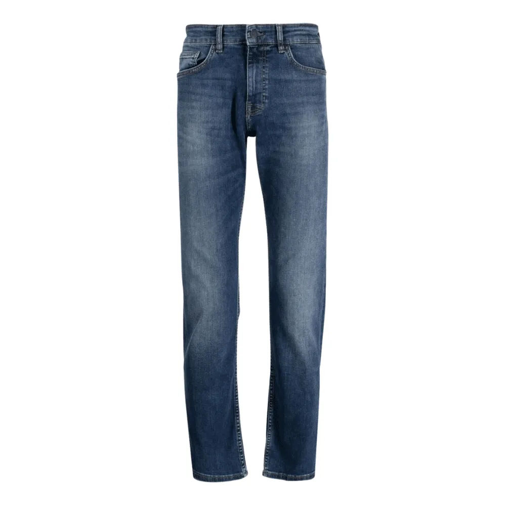 BOSS Slim Fit Soft Motion Mid BLUE DENIM Jeans | Menswear Online