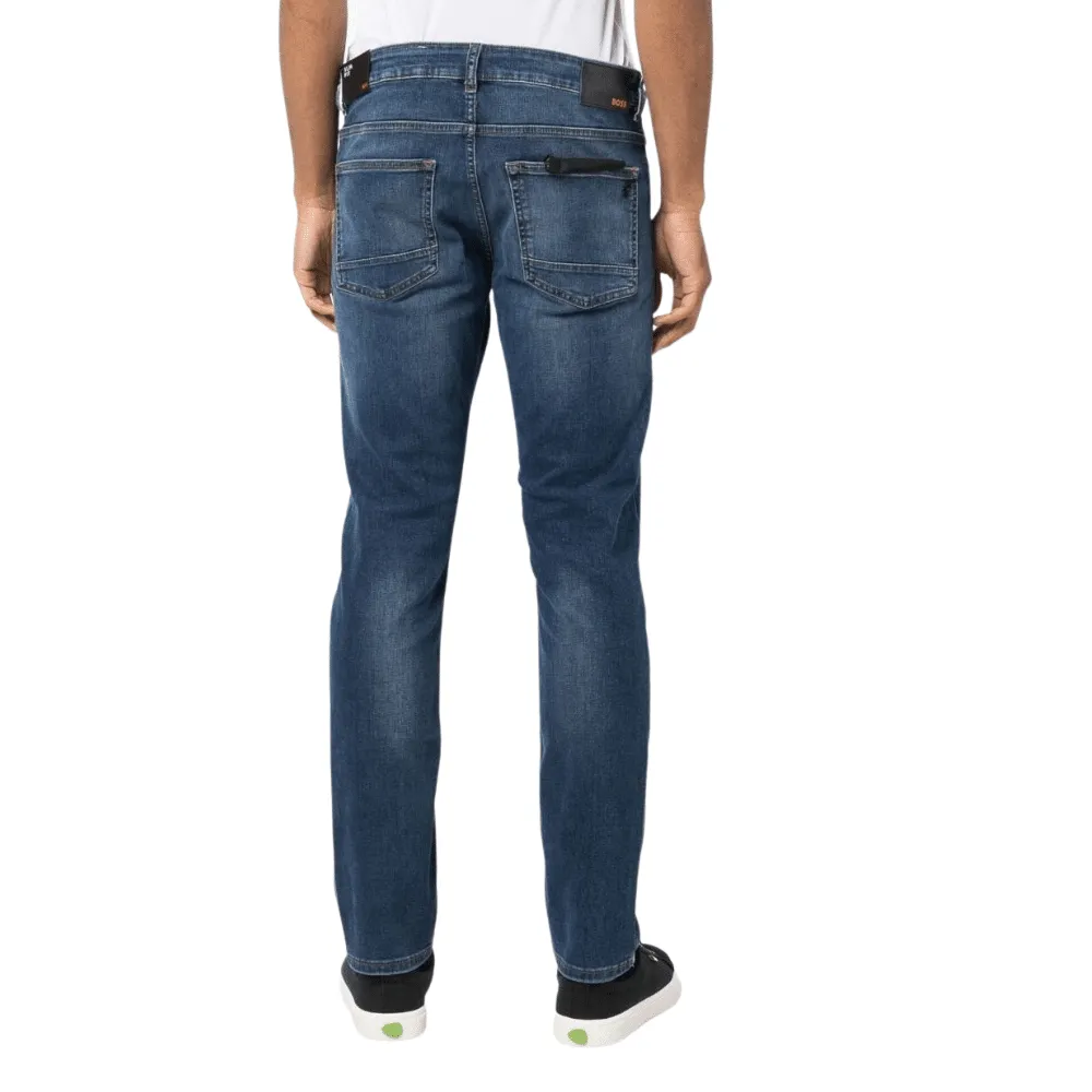 BOSS Slim Fit Soft Motion Mid BLUE DENIM Jeans | Menswear Online