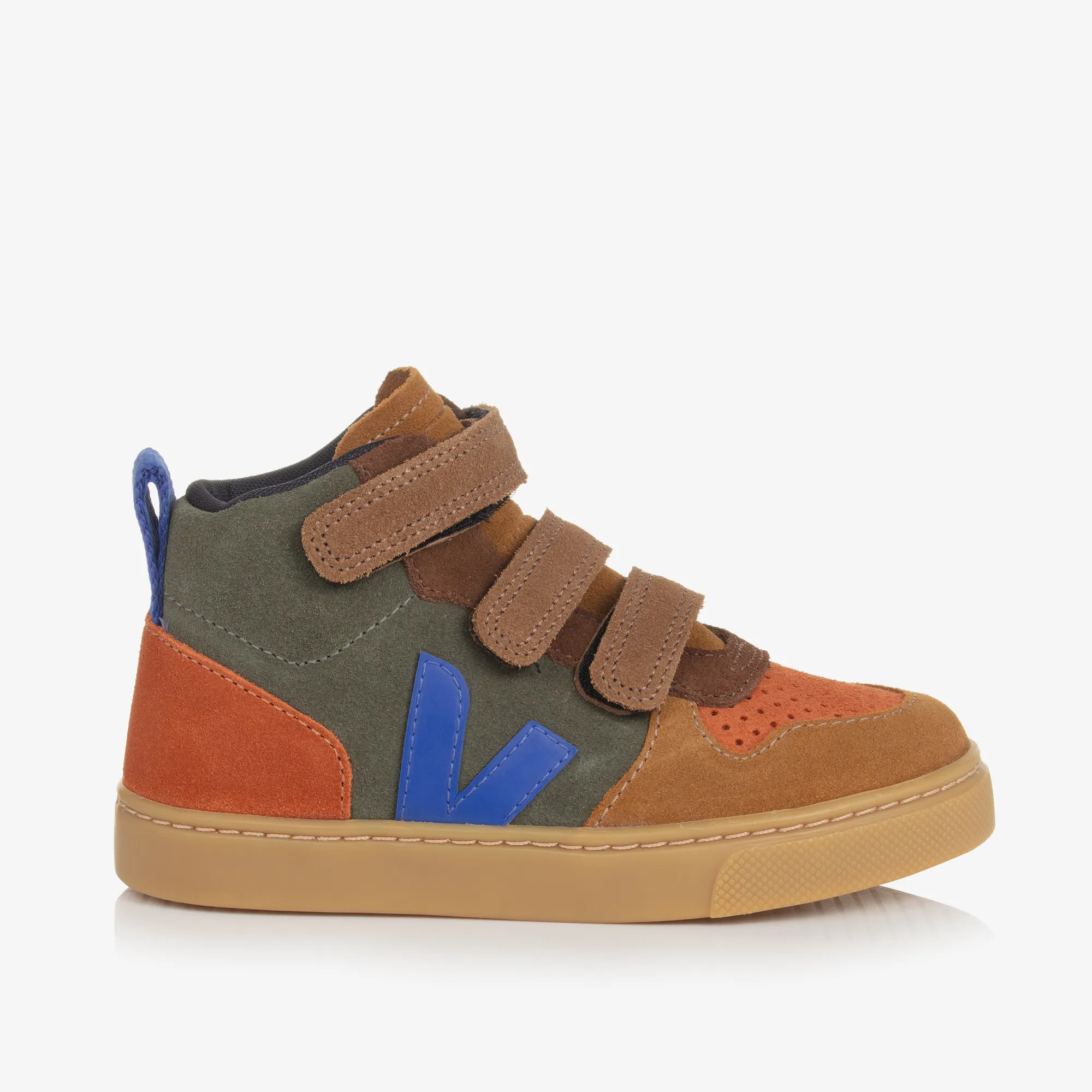 Boys Brown & Blue Suede Leather V-10 Trainers