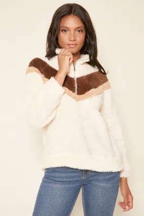 Brooklyn Chevron Sherpa Half Zip Pullover