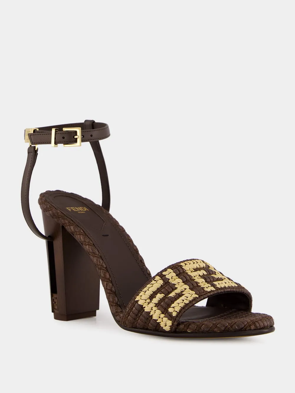 Brown Braided High-Heel Sandals