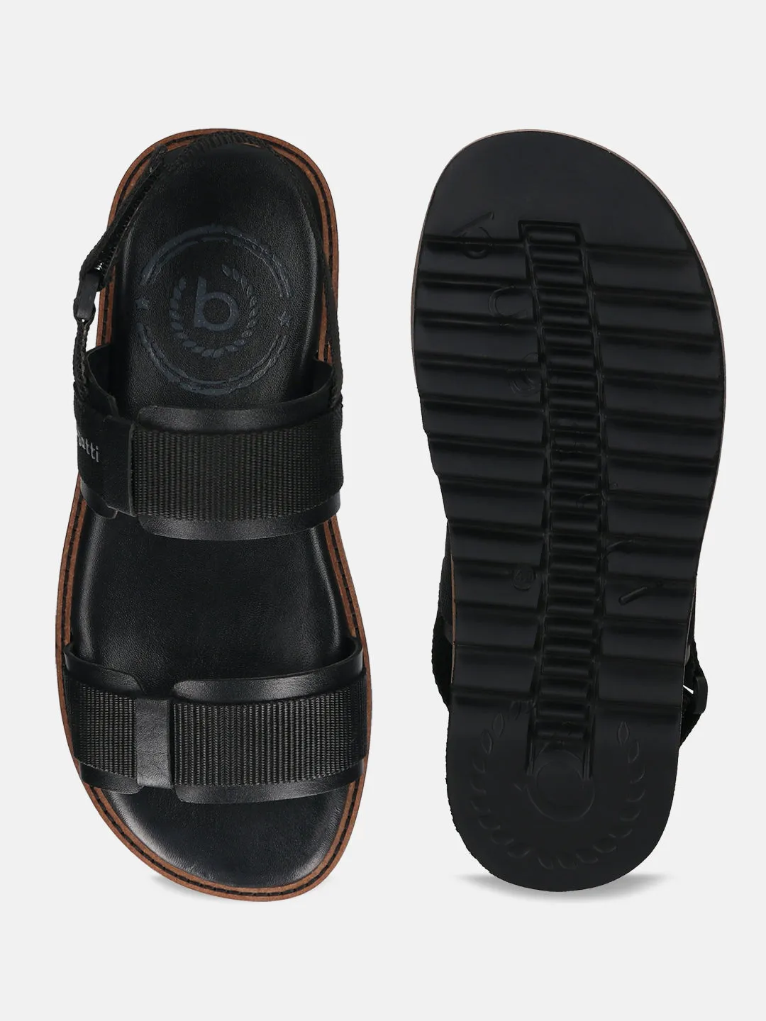 bugatti Black Back Strap Sandals