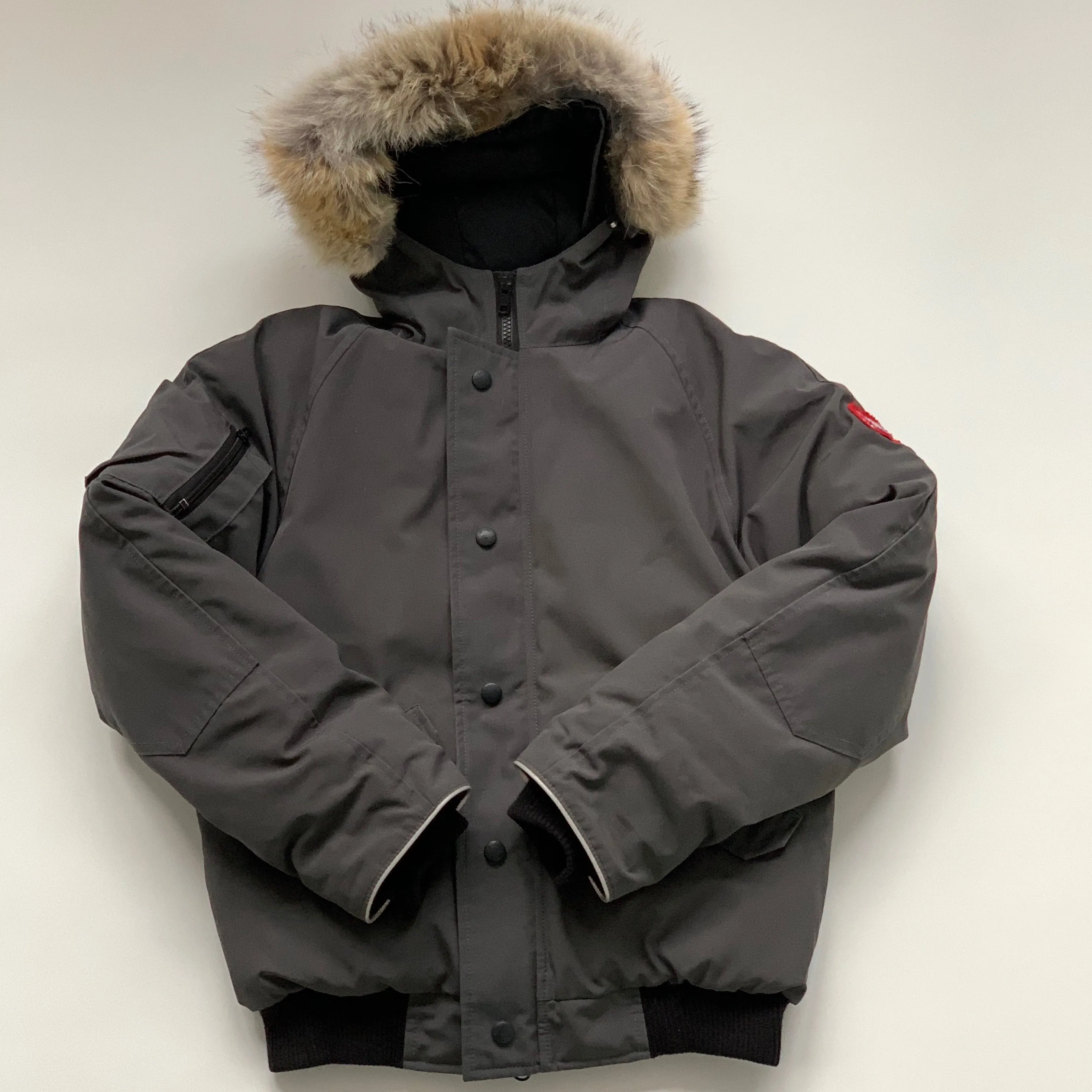 Canada Goose Grey Bomber Jacket With Fur Trim: 14-16 Years