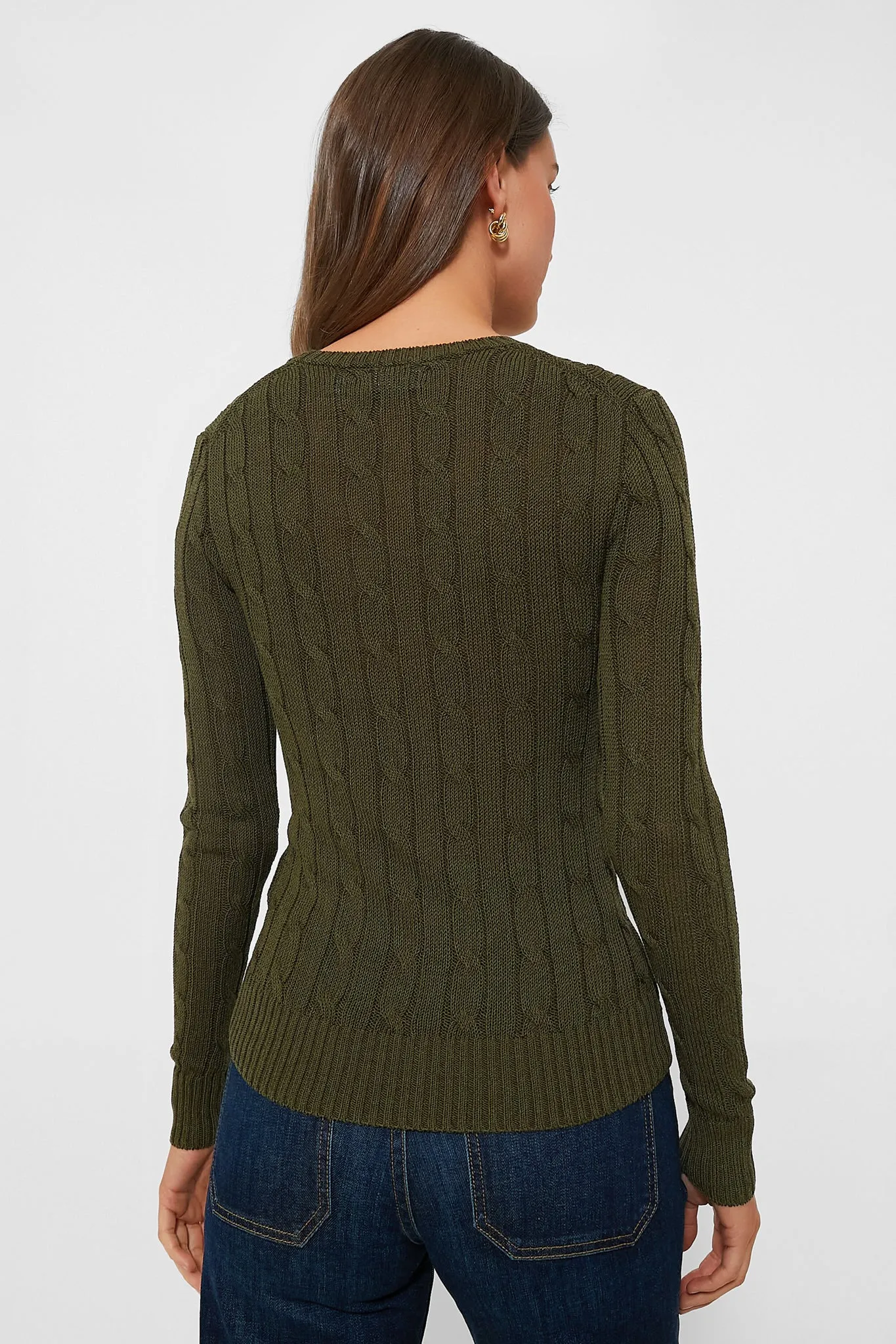 Canopy Olive Cableknit Pullover