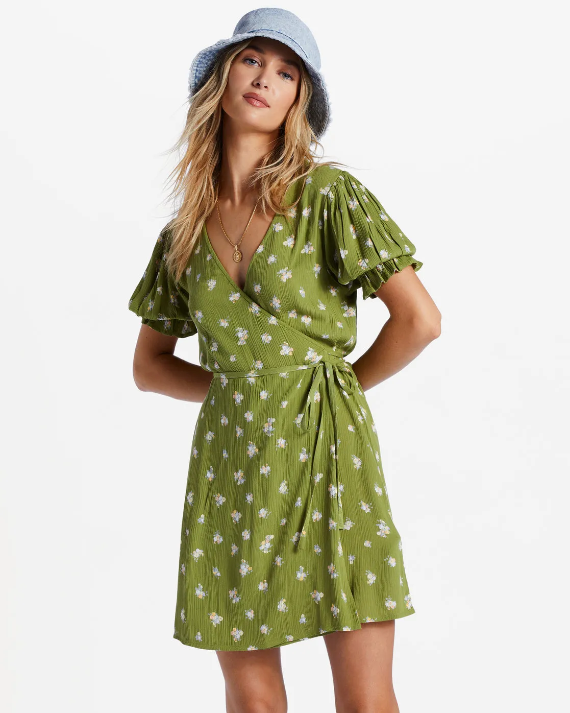 Chiquita Mini Wrap Dress - Green Eyes