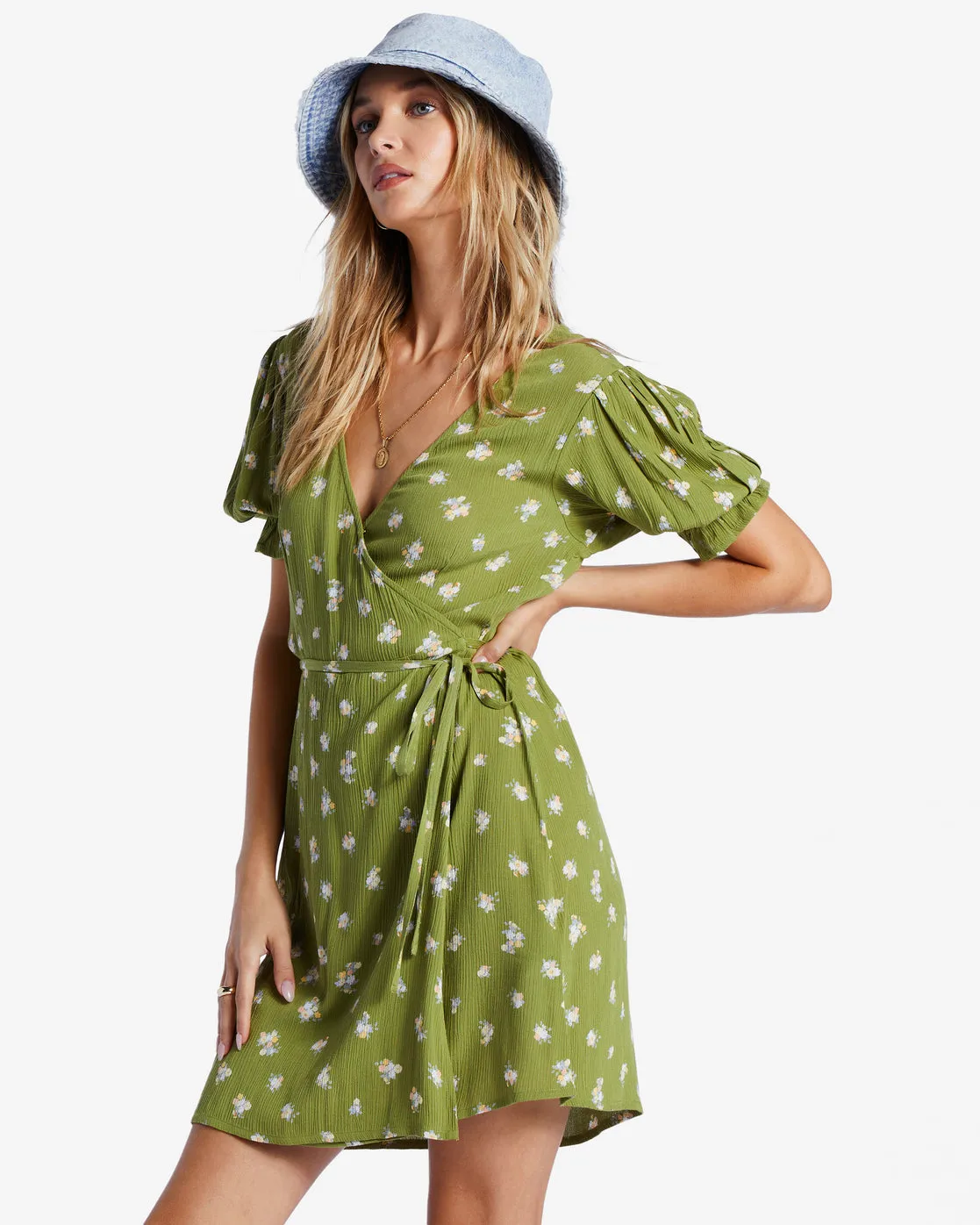 Chiquita Mini Wrap Dress - Green Eyes