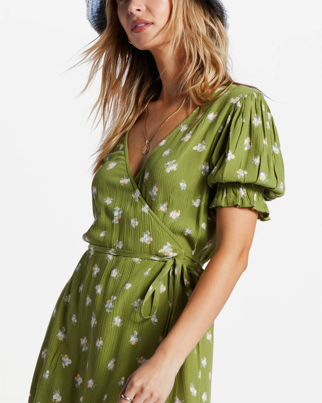 Chiquita Mini Wrap Dress - Green Eyes