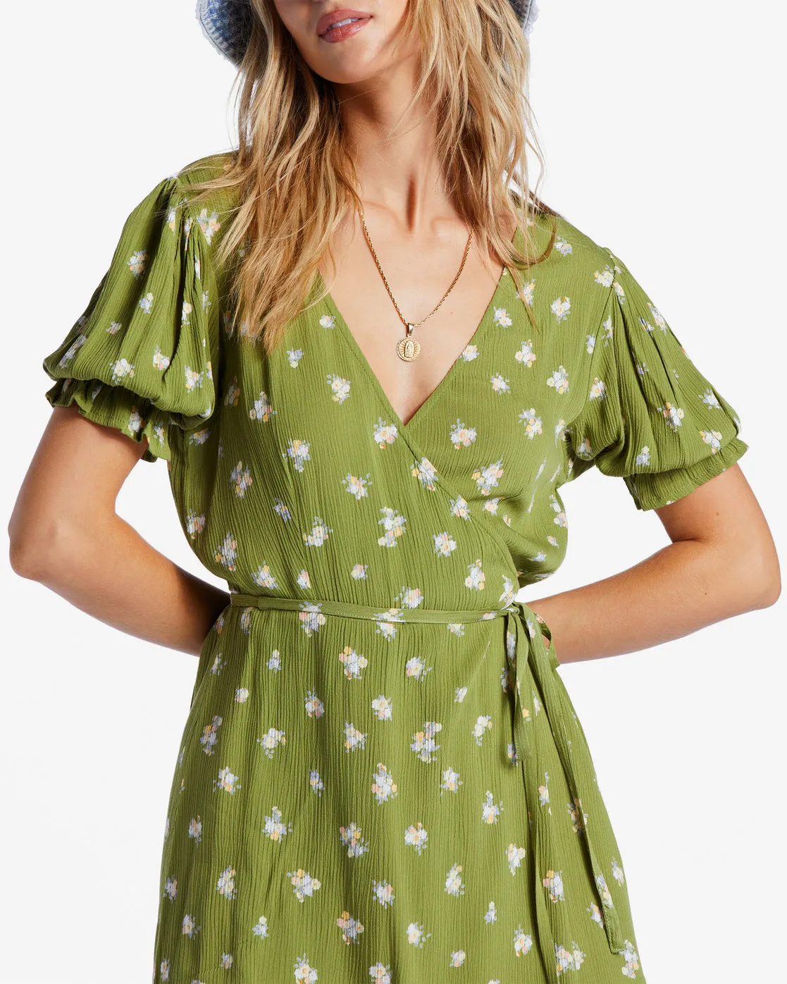 Chiquita Mini Wrap Dress - Green Eyes