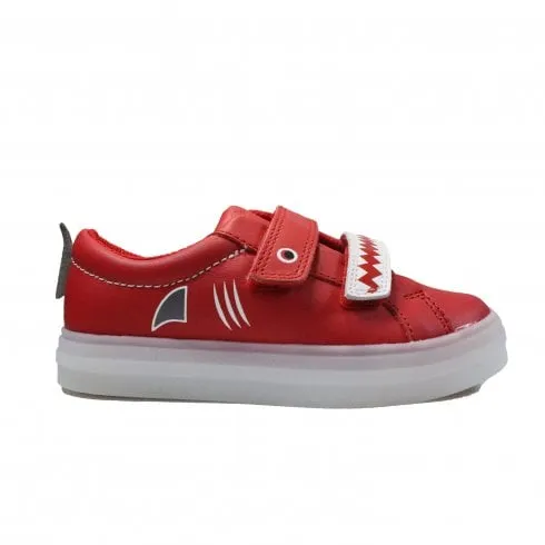 Clarks Flare Scale Lo Toddler | Red Leather | Childrens Light Up Trainers