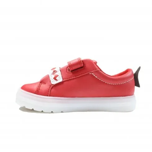 Clarks Flare Scale Lo Toddler | Red Leather | Childrens Light Up Trainers