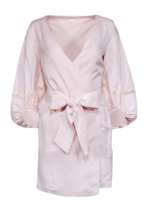 Club Monaco - Blush Pink Linen Blend Crop Sleeve Wrap Dress Sz 0