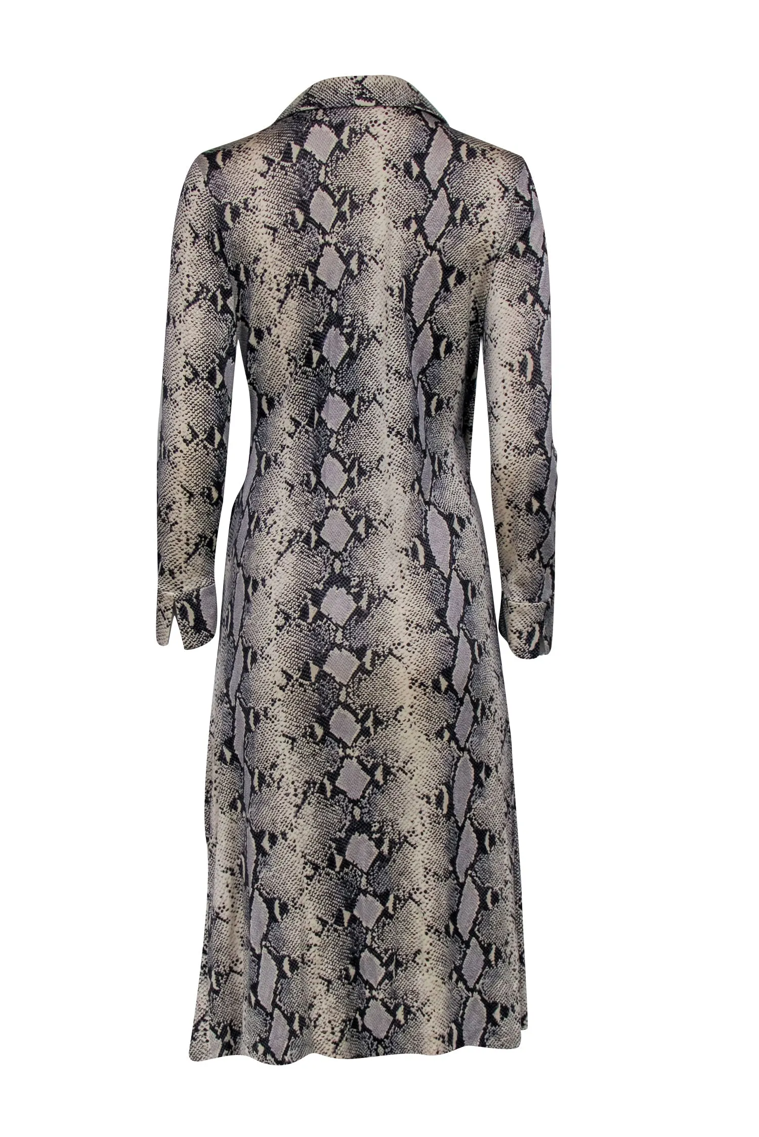 Diane von Furstenberg - Beige & Black Snakeskin Print Faux Wrap Dress Sz M