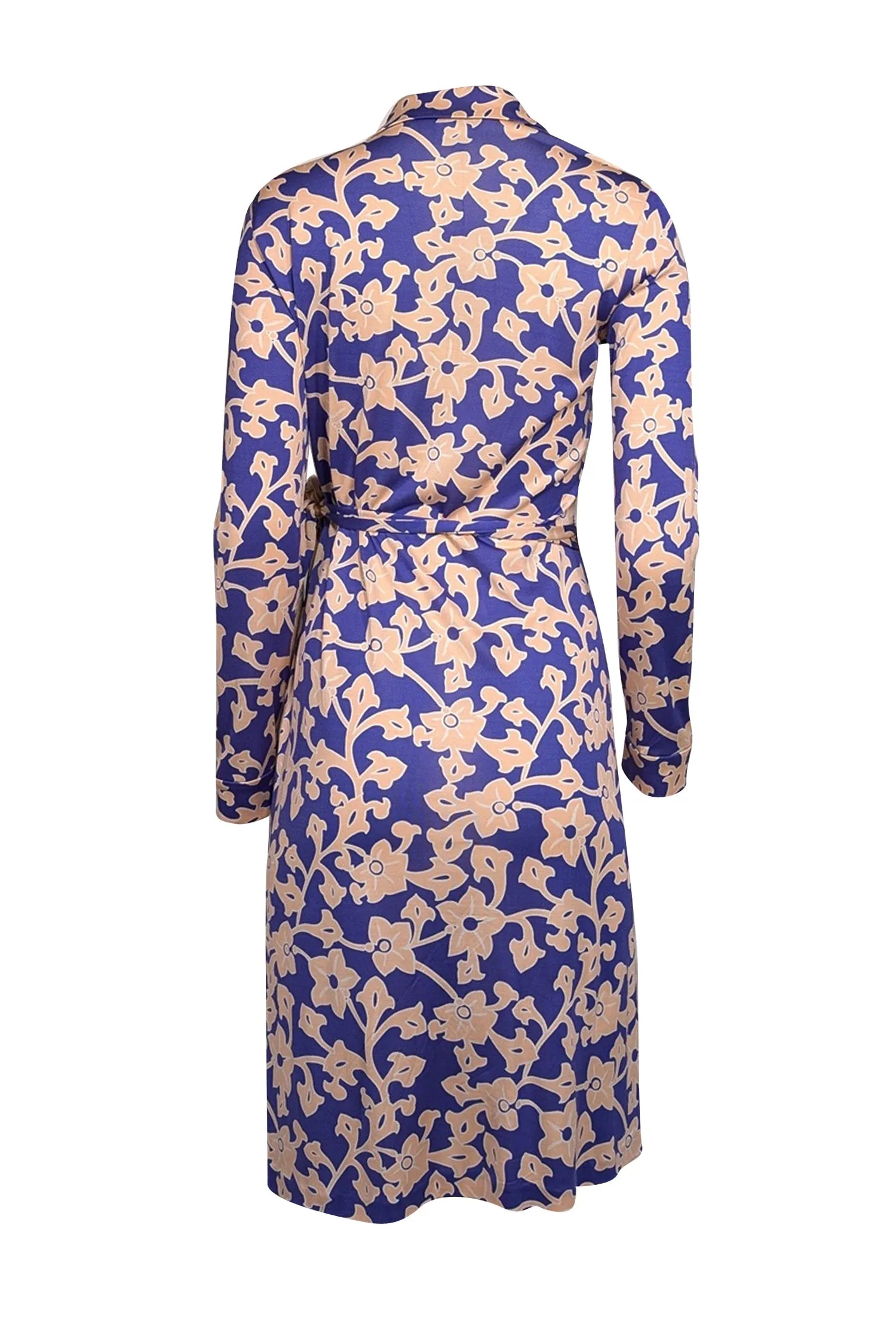 Diane von Furstenberg - Blue & Light Pink Floral Paisley Print Silk Wrap Dress Sz 10