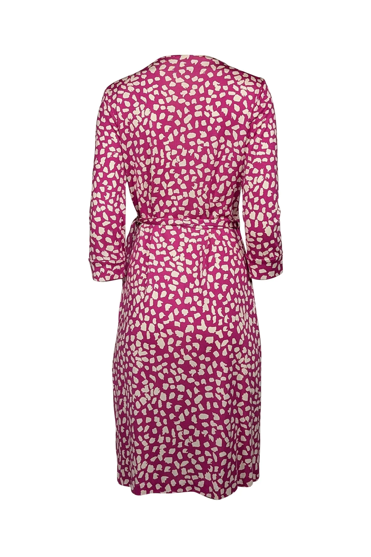 Diane von Furstenberg - Magenta & White Spotted Silk Wrap Dress Sz 10