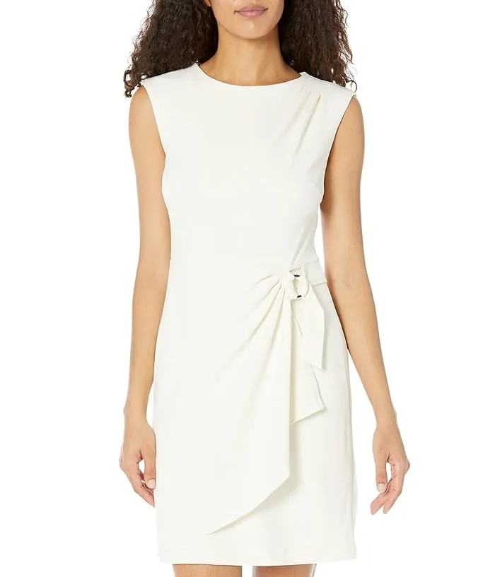 DKNY Sleeveless Faux Wrap Dress with Hardware